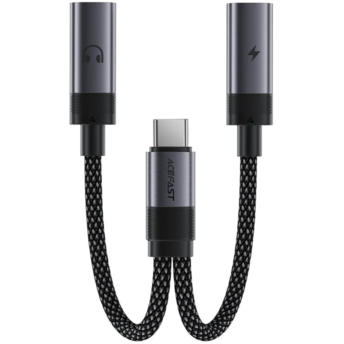 محول تقسيم ACEFAST J14 من USB-C إلى 2x USB-C بقدرة 60W وشحن سريع وصوت Hi-Fi أسود - Image 2