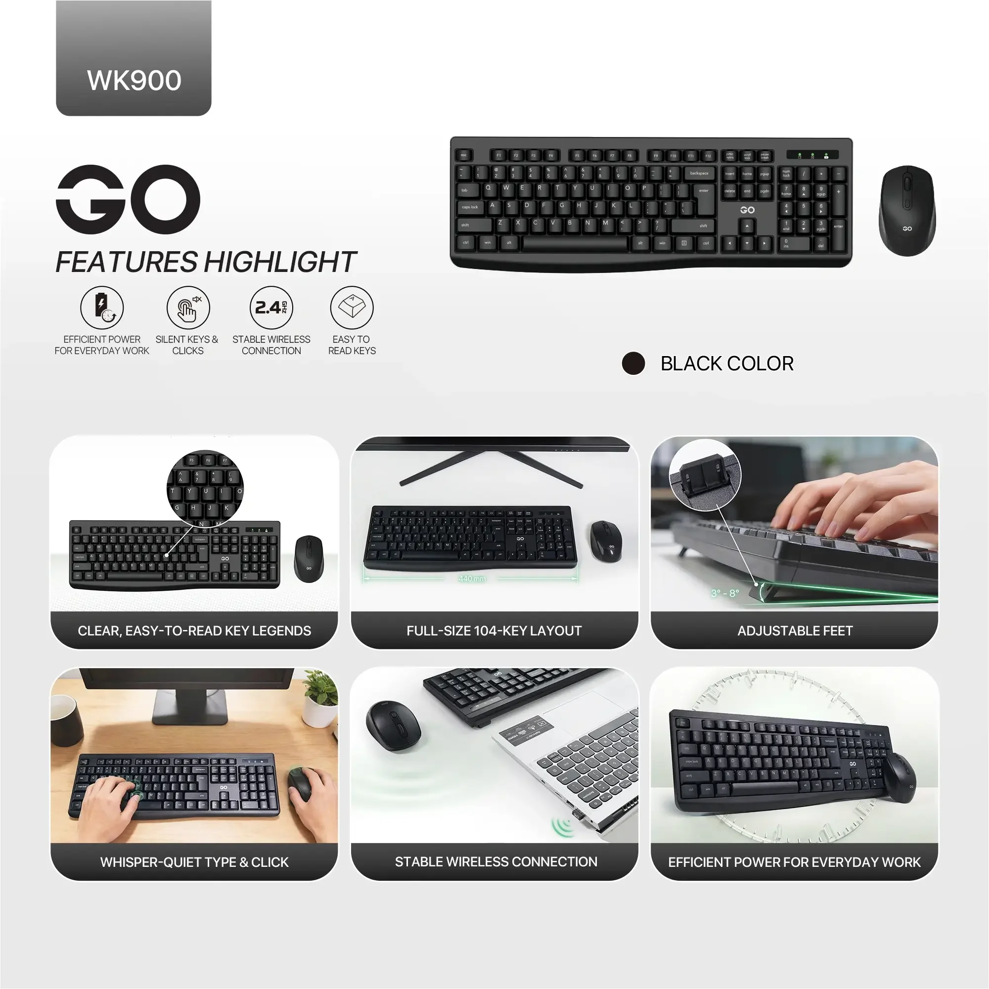 Fantech WK900 GO Wireless Office Keyboard & Mouse Combo with Arabic Keys - Image 4
