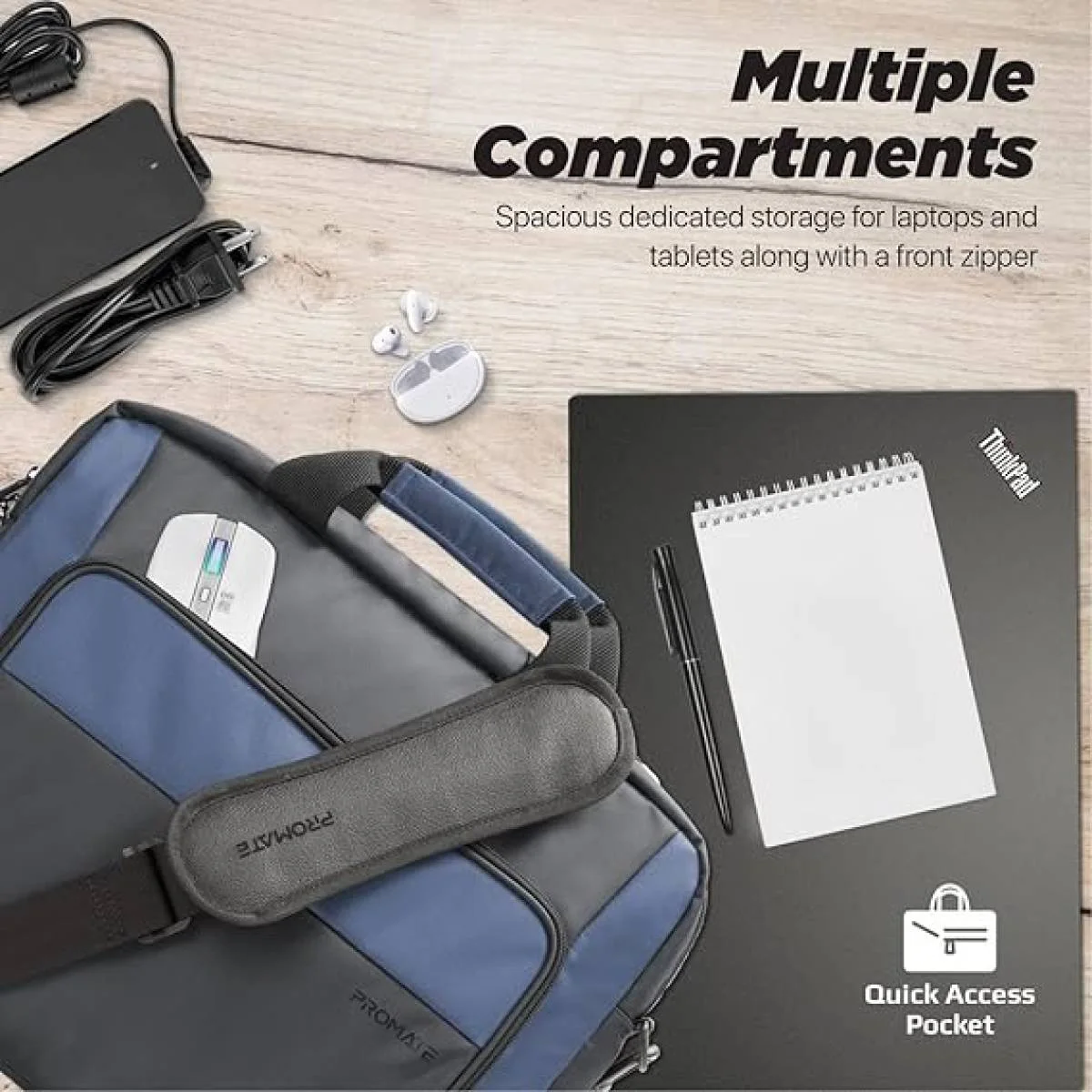 Promate Limber-MB Lightweight Messenger Laptop Bag for Up to 15.6-Inch Laptops - Image 4