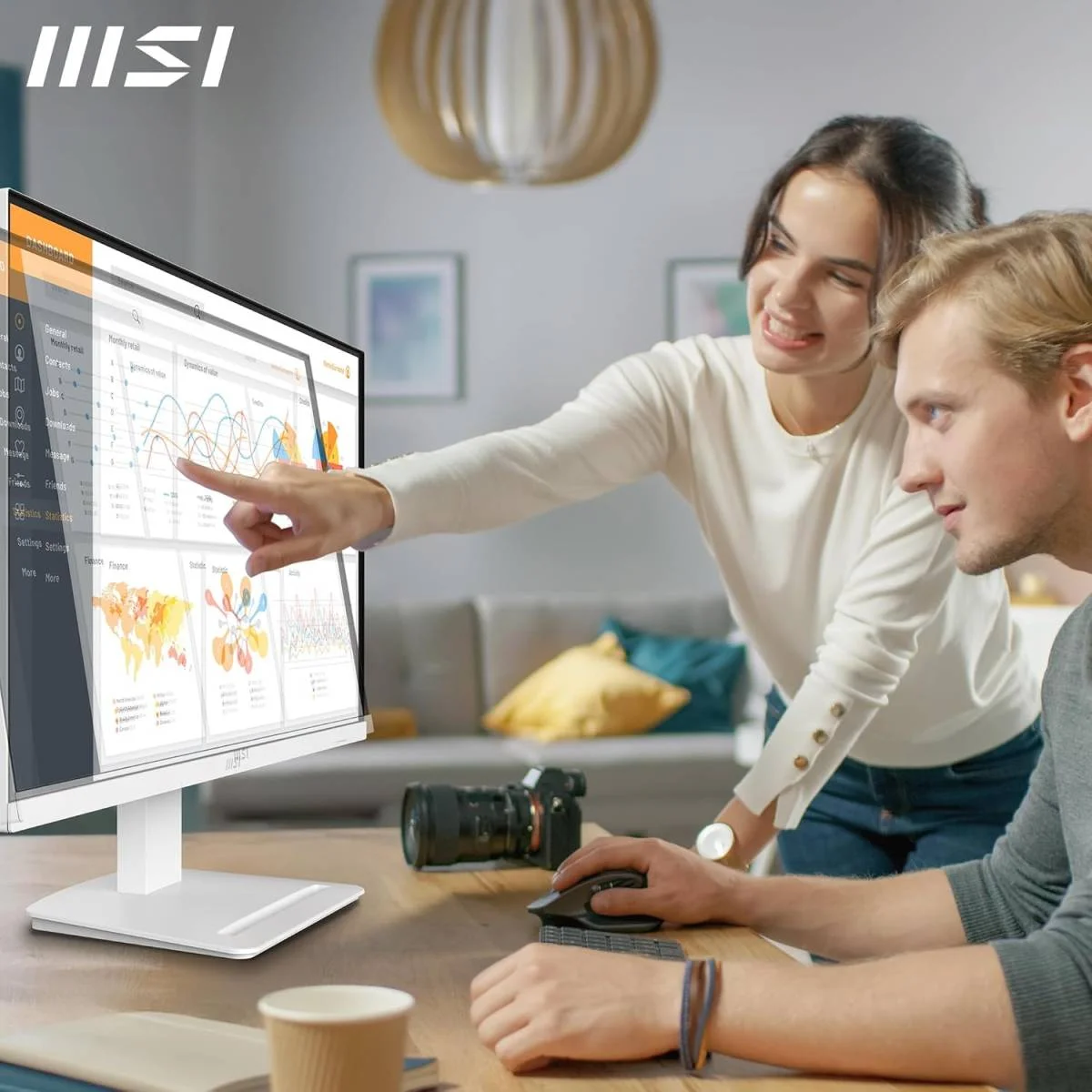 MSI 27-inch FHD IPS Monitor, 1920x1080, 144Hz, 1ms, HDR Ready, White – PRO MP273W E14A - Image 4