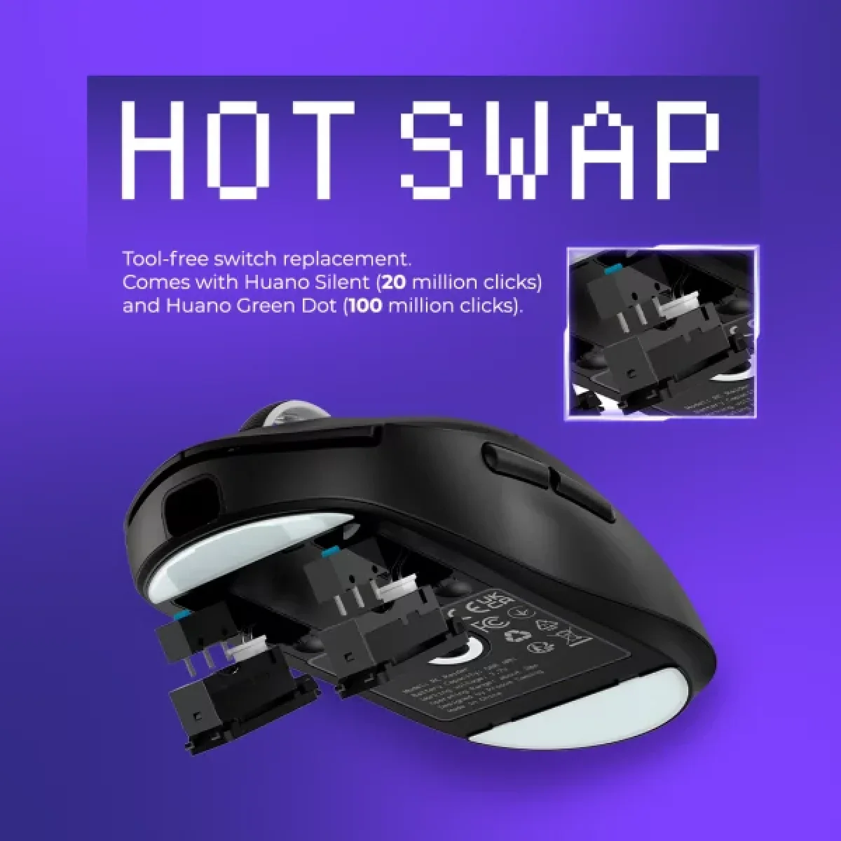 Proove RC Raider 8K Tri-Mode Wireless Gaming Mouse 32000 DPI White/Purple - Thumbnail 12