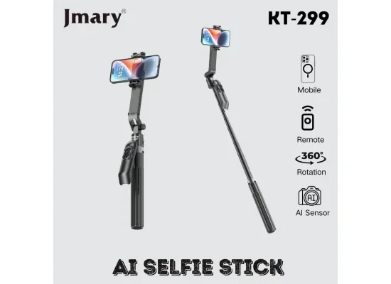Jmary KT-299 AI Face Tracking Selfie Stick Tripod, 1.8m, 360° Pan, Black - Image 5