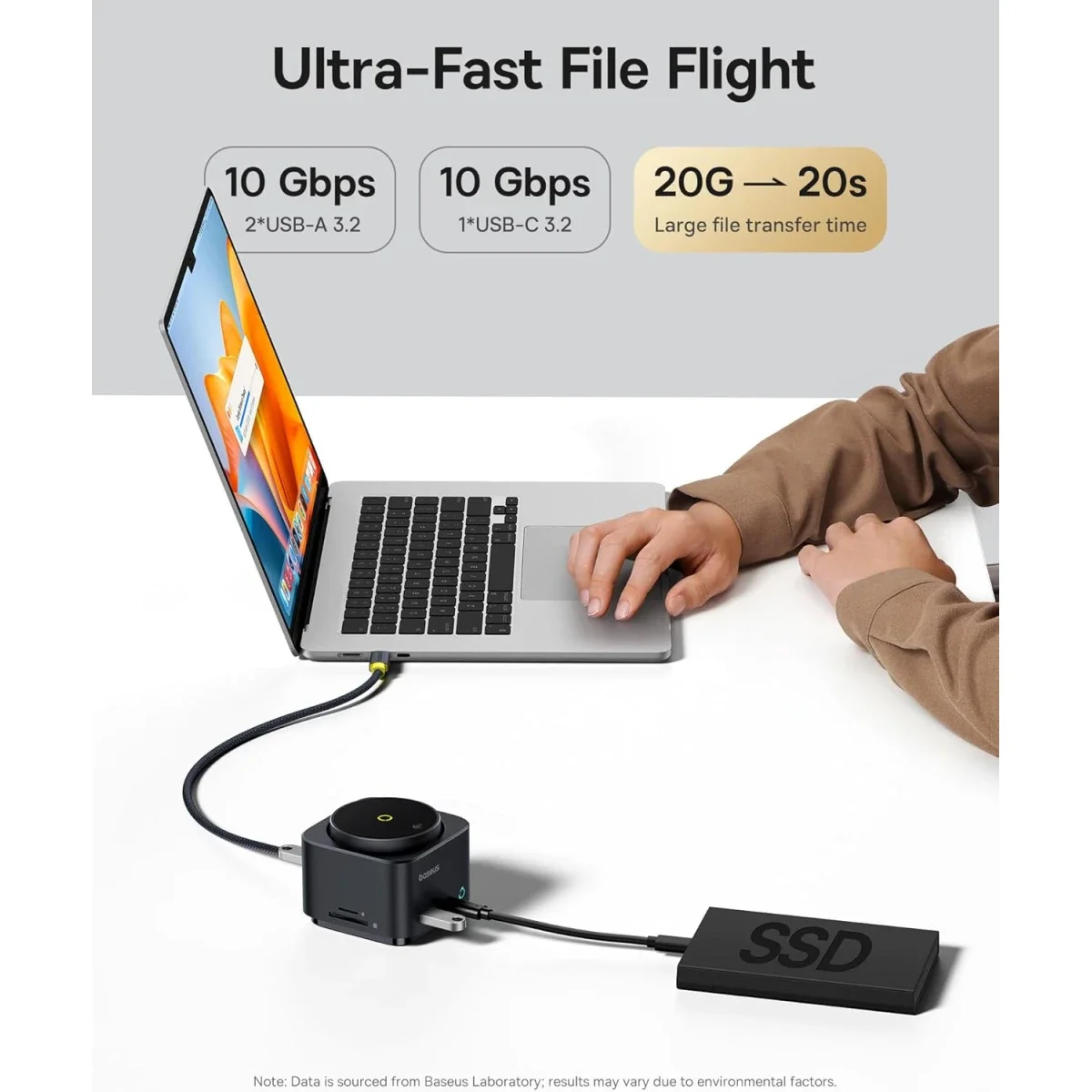 موزع USB-C Baseus MagPro Series II 7 في 1 مع شاحن لاسلكي Qi2 بقدرة 15W ومنفذ HDMI بدقة 4K@60Hz وشحن PD بقدرة 100W وسرعة 10Gbps وقارئ بطاقات SD - أسود - Image 4