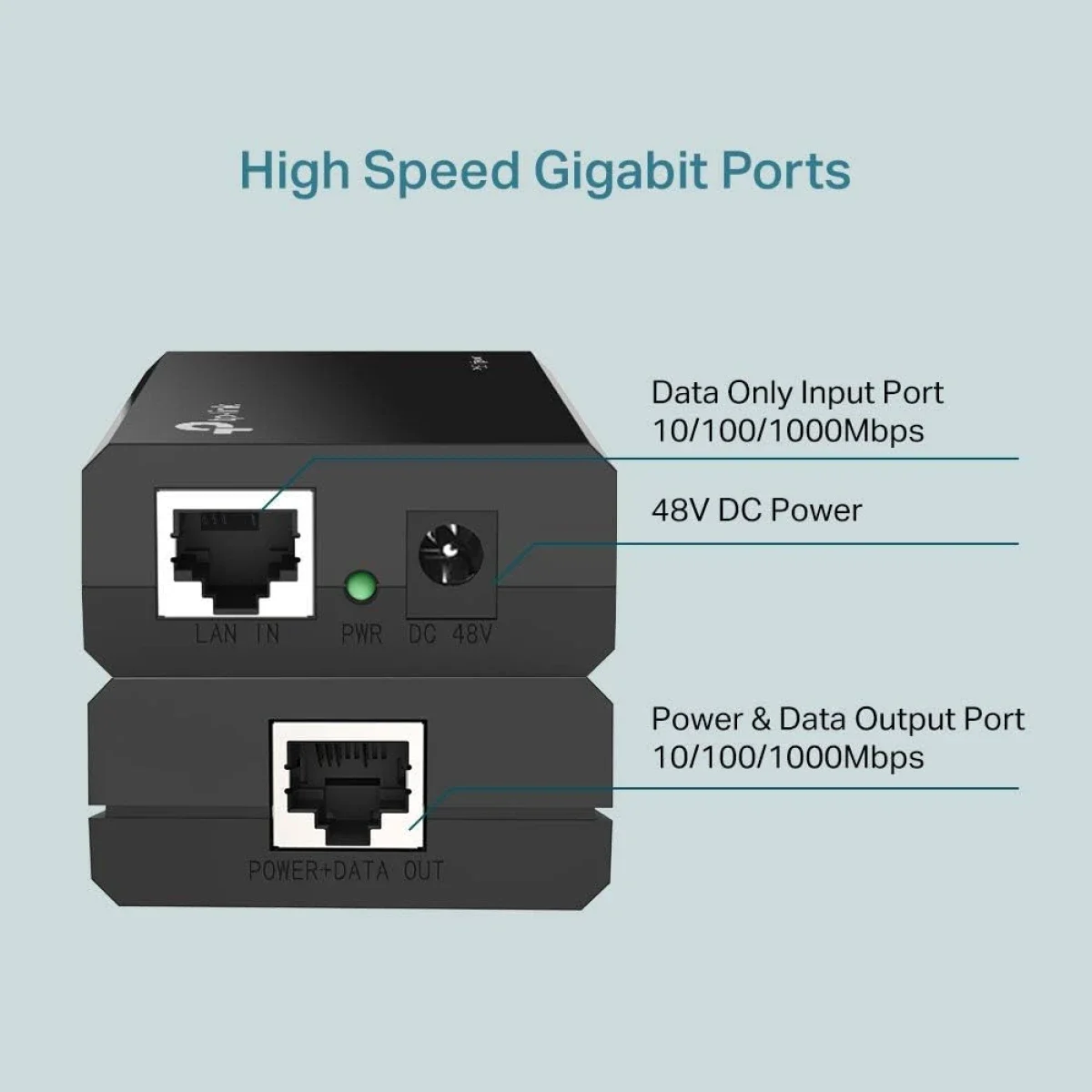 TP-LINK TL-PoE150S 802.3af Gigabit PoE Injector Adapter 15.4W Black - Image 3