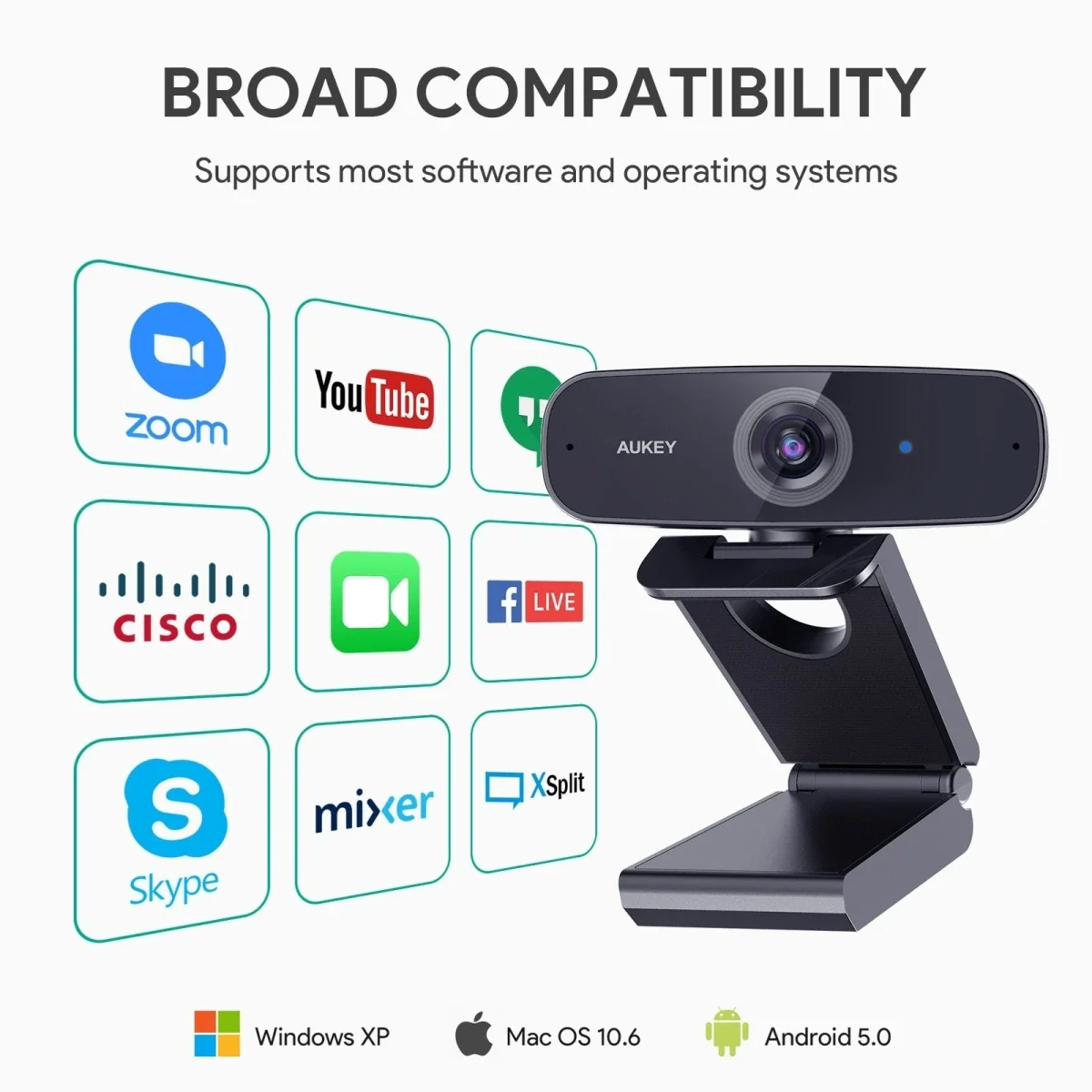 AUKEY PC-W3 Impression 1080p Full HD USB Webcam with Dual Stereo Microphones - Image 7