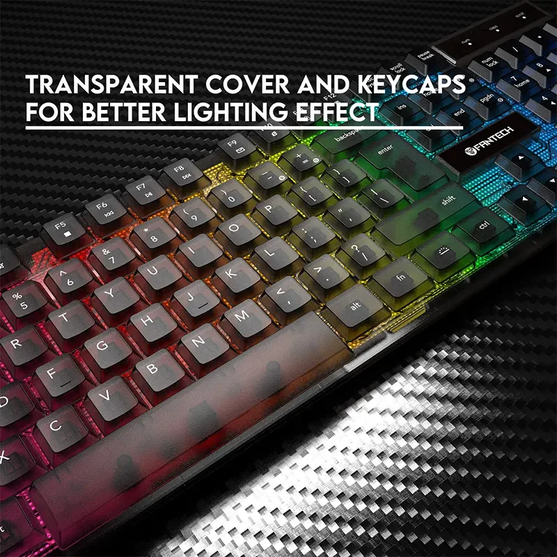 كيبورد Fantech SHIKARI K515 سلكي للألعاب ممبرين RGB، 104 مفاتيح، أسود - Image 3