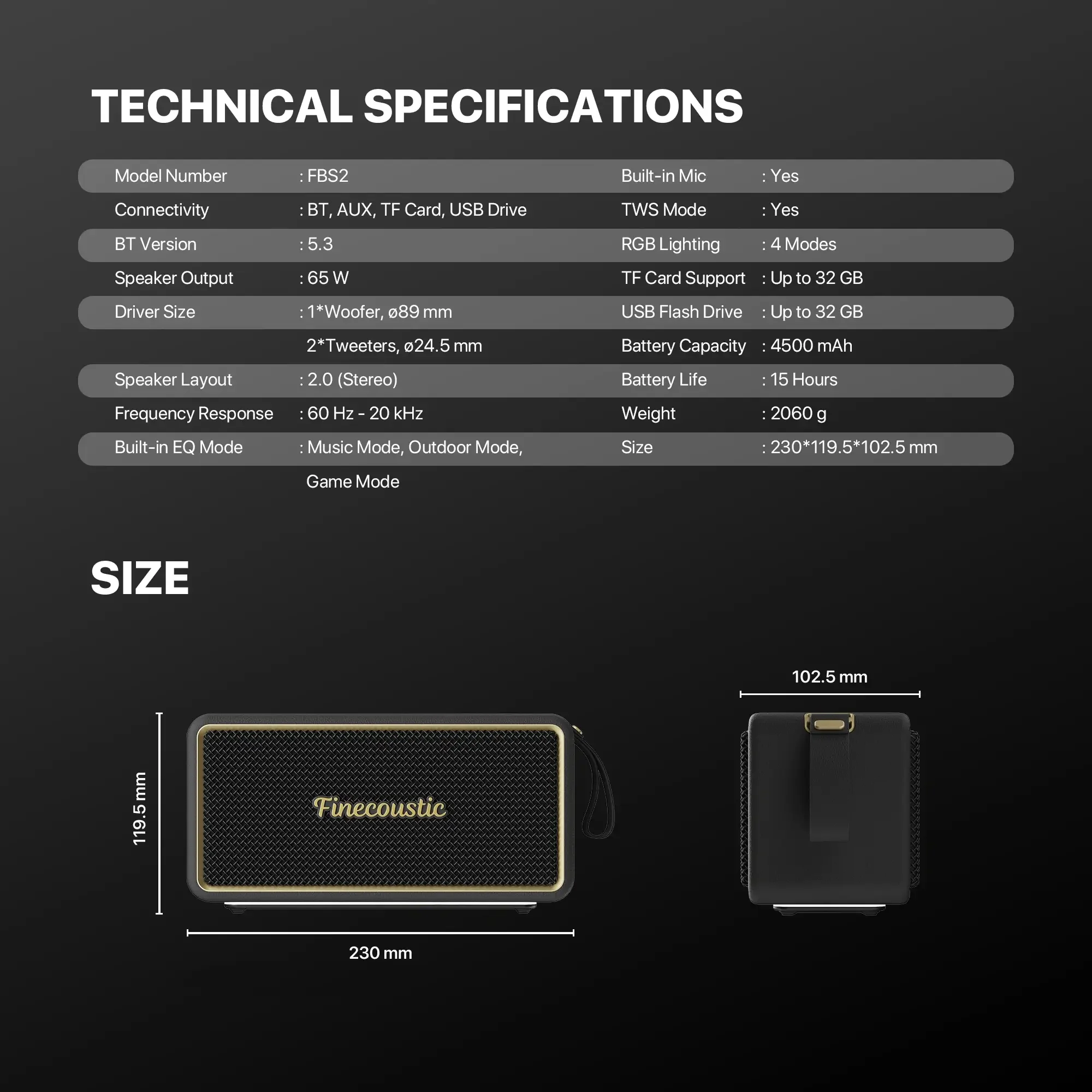 Fantech Finecoustic FBS2 HOKO NOMAD L Portable Speaker with 4 Connection Modes - Image 9