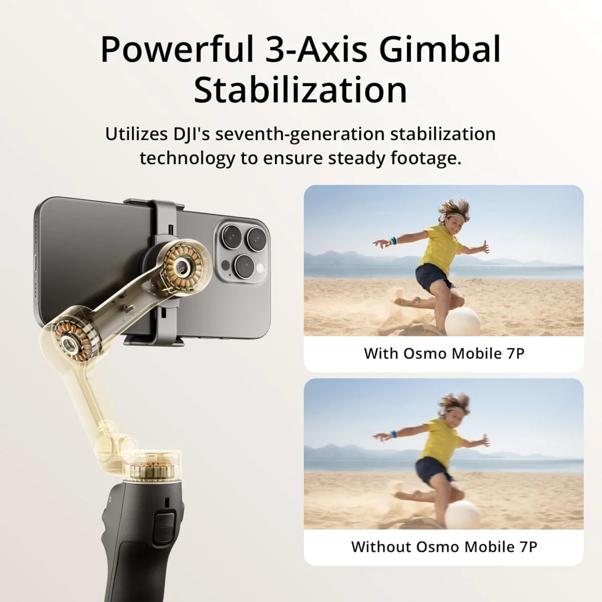 DJI Osmo Mobile 7P 3-Axis Phone Gimbal Stabilizer with Tracking, Light & Tripod - Gray - Thumbnail 7