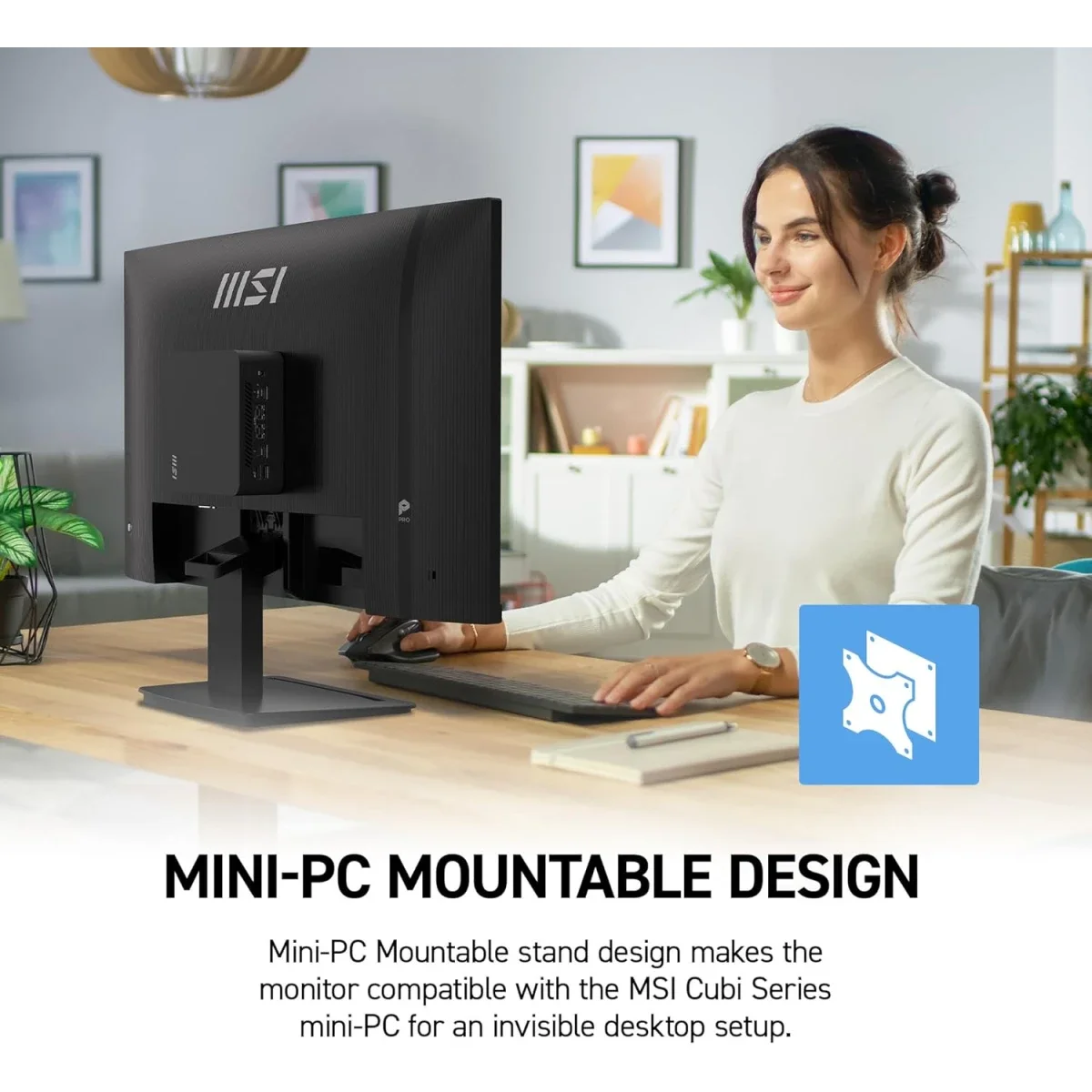 شاشة MSI 27 إنش IPS Full HD بتردد 144 هرتز واستجابة 1 مللي ثانية، سماعات وHDMI وDP وتثبيت VESA وإمالة وLess Blue Light PRO، أبيض - PRO MP273W E14A - Thumbnail 10