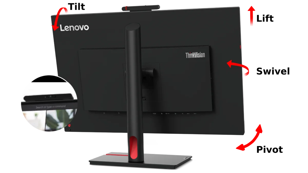 شاشة مؤتمرات Lenovo ThinkVision T27hv-30 مقاس 27 إنش QHD IPS بتردد 74Hz مع كاميرا 5MP IR+RGB - Thumbnail 20