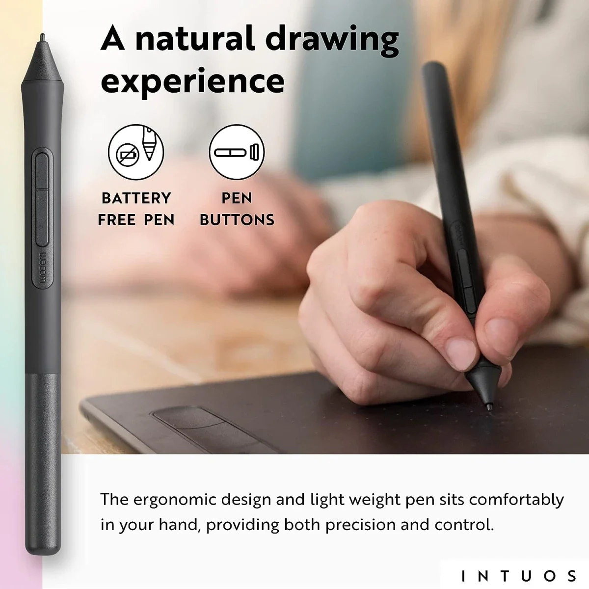 لوح رسم جرافيك Wacom Intuos Medium USB مع 4 مفاتيح ExpressKeys - أسود - Thumbnail 5