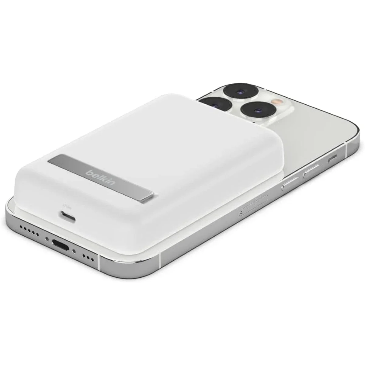 باور بانك لاسلكي Belkin BoostCharge بسعة 5000mAh وشحن MagSafe بقدرة 7.5W مع حامل منبثق - أبيض - Thumbnail 3