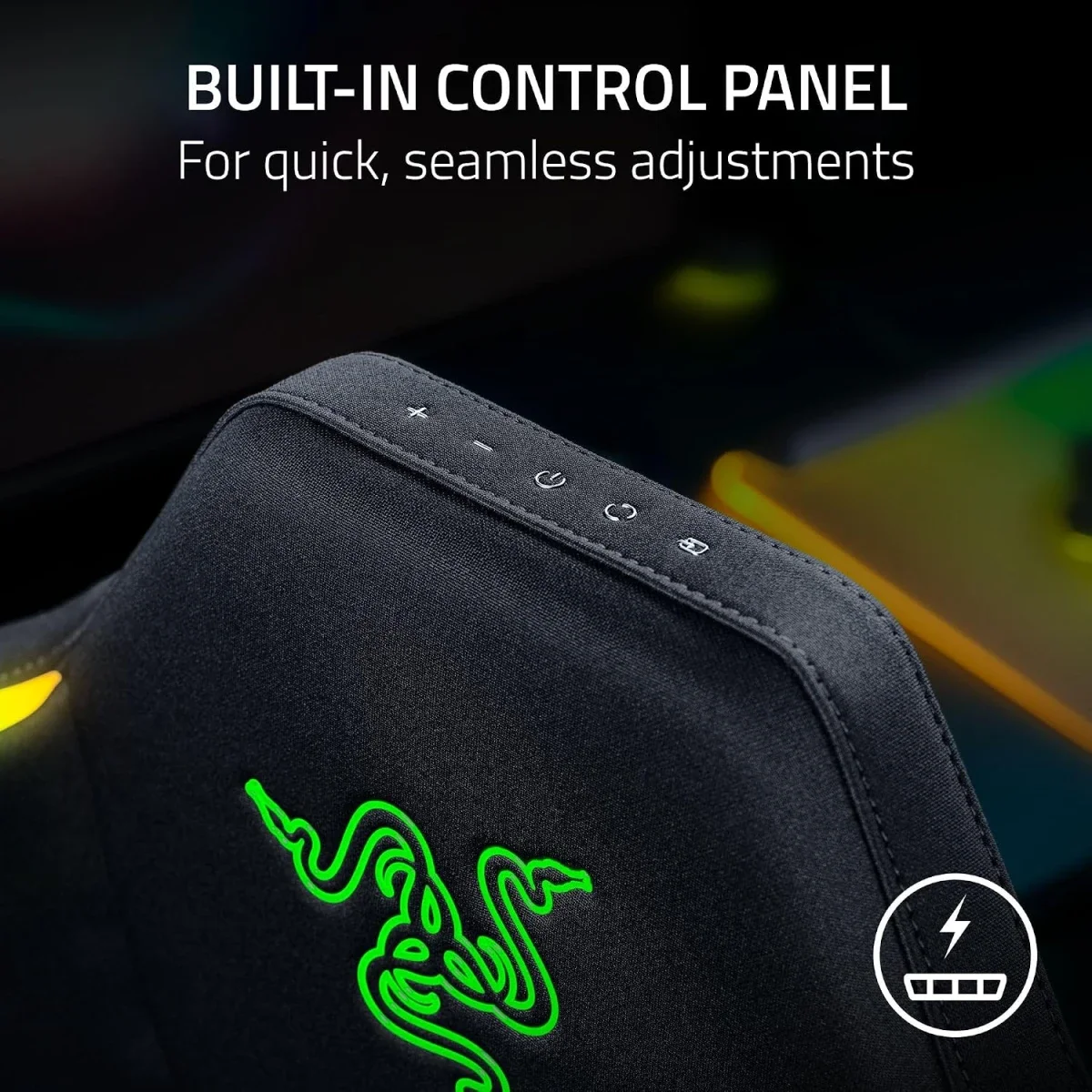كرسي ألعاب Razer Soma Chroma قماش أسود بإضاءة RGB لاسلكية، دعم قطني، إسفنج مزدوج الكثافة وإمالة 155° - Image 7