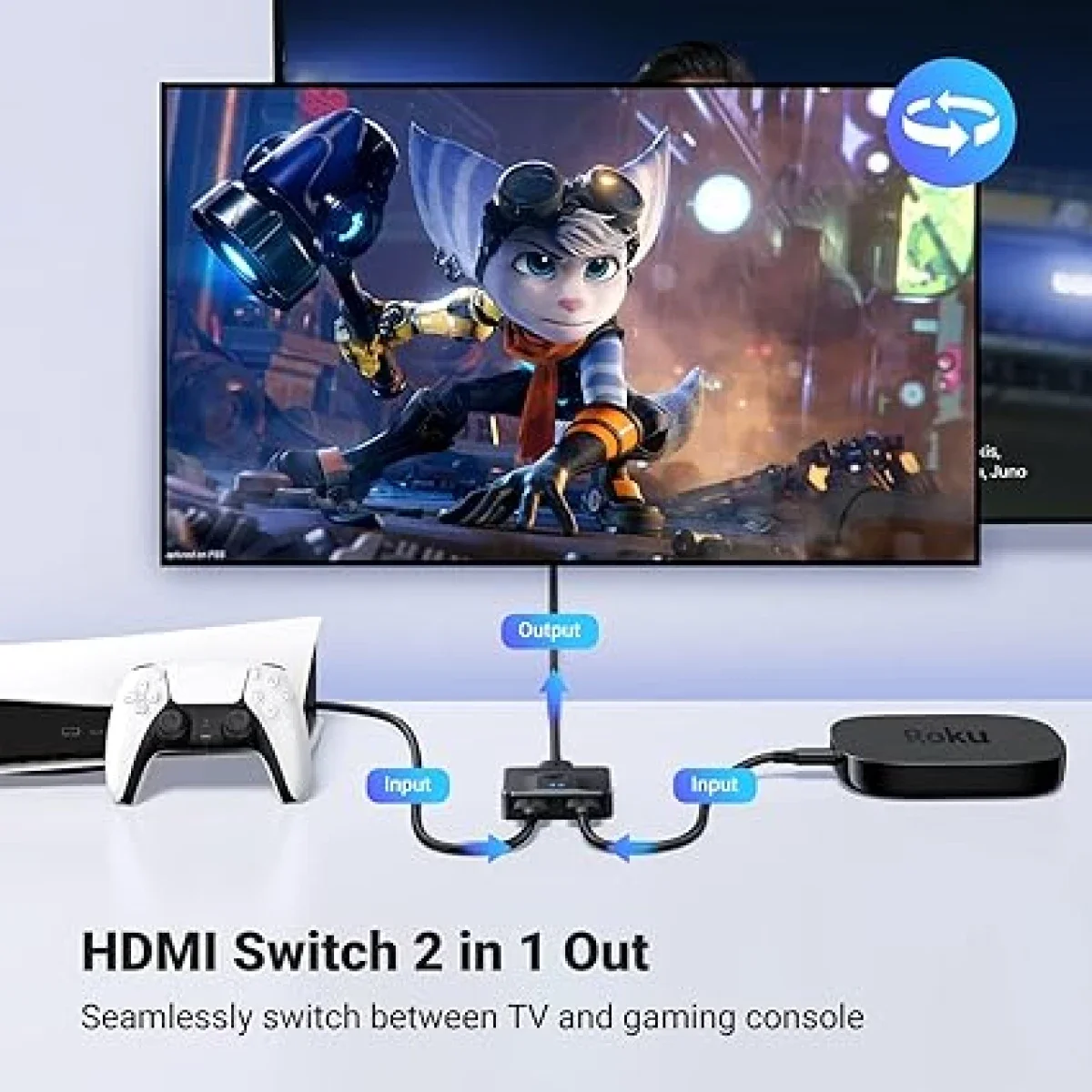 Ugreen 4K 60Hz Bi-Directional HDMI Switch and Splitter - Thumbnail 3