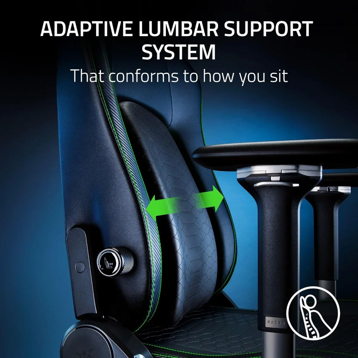 كرسي ألعاب Razer Iskur V2 قماش، إسفنج عالي الكثافة، مساند ذراع 4D، تحمل 136 كغ، دعم متكيف، إمالة مقعد تفاعلية وإمالة ظهر حتى 152°، رمادي داكن - Image 13