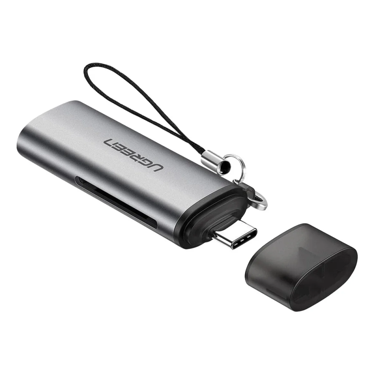 قارئ بطاقات Ugreen 50704 ‏2 في 1 USB-C لبطاقات SD وmicroSD بسرعة 5 جيجابت/ث، رمادي