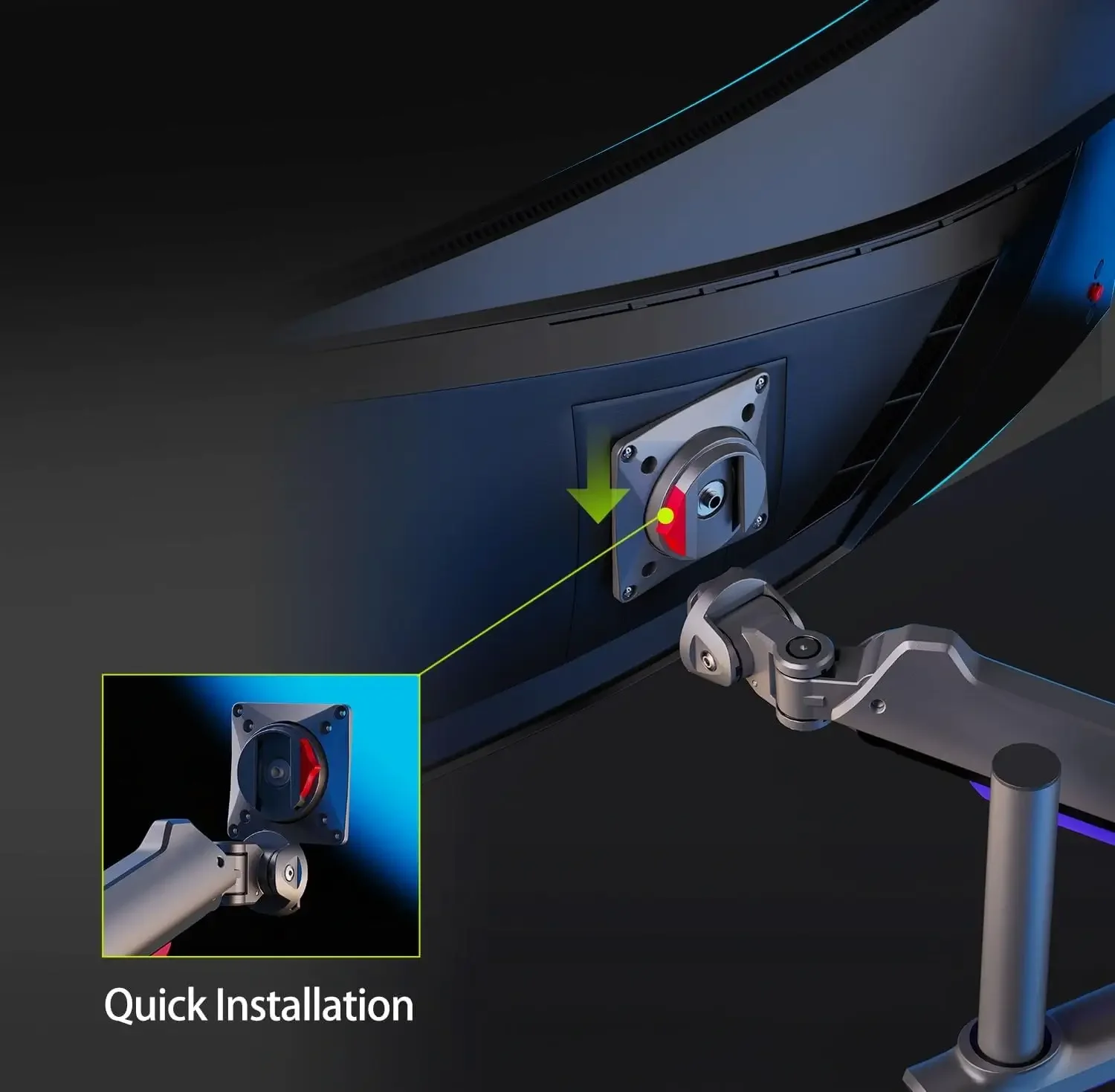 North Bayou G80 Gaming RGB Monitor Arm Desk Mount for 32-inch to 60-inch Monitors - Image 7