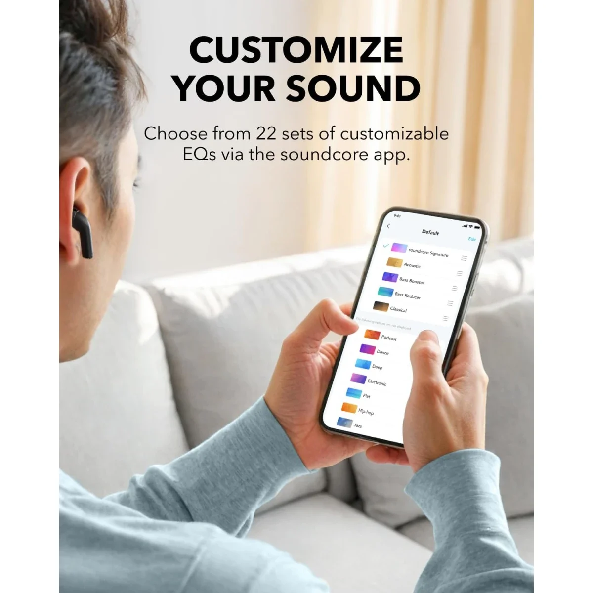 سماعات أذن لاسلكية شبه داخلية Anker Soundcore K20i، تشغيل حتى 36 ساعة، أسود - Thumbnail 5