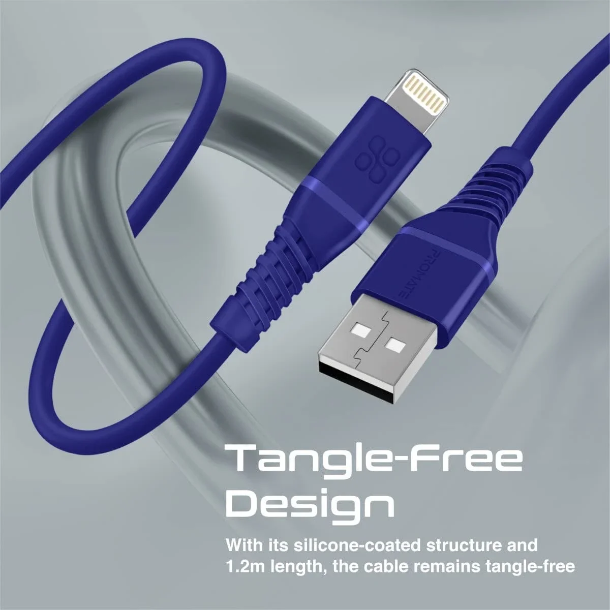 Promate PowerLine-Ai120 USB-A to Lightning Cable 2.4A 120 cm Silicone Black - Thumbnail 4