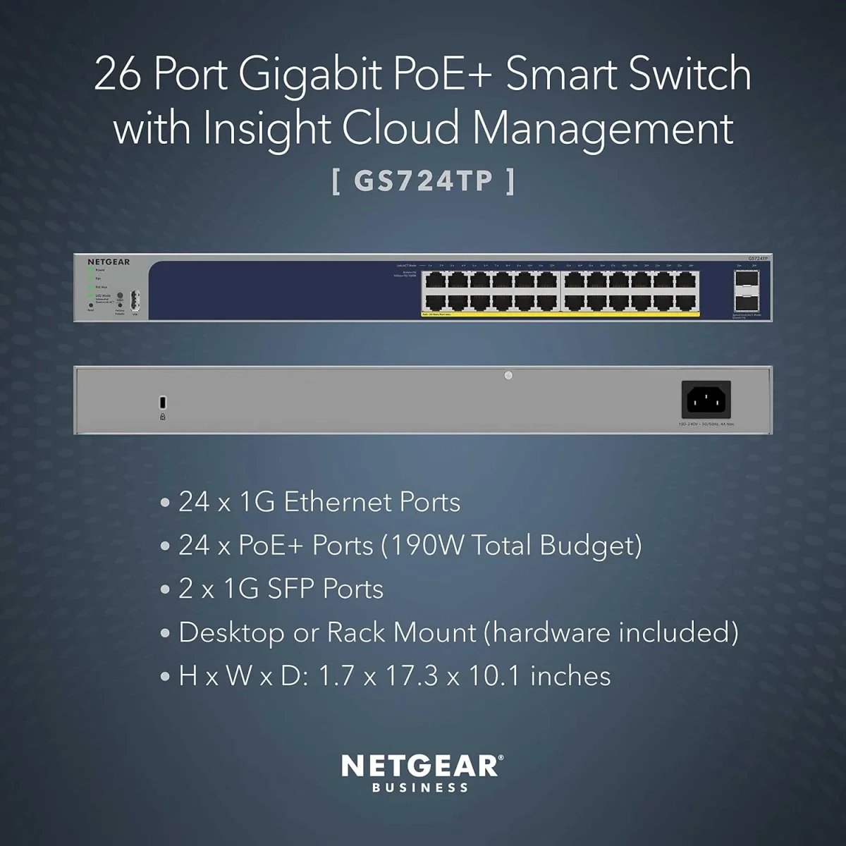 سويتش ذكي NETGEAR ProSafe GS724TP جيجابت PoE بـ 24 منفذ و2 منفذ SFP كومبو - Thumbnail 4