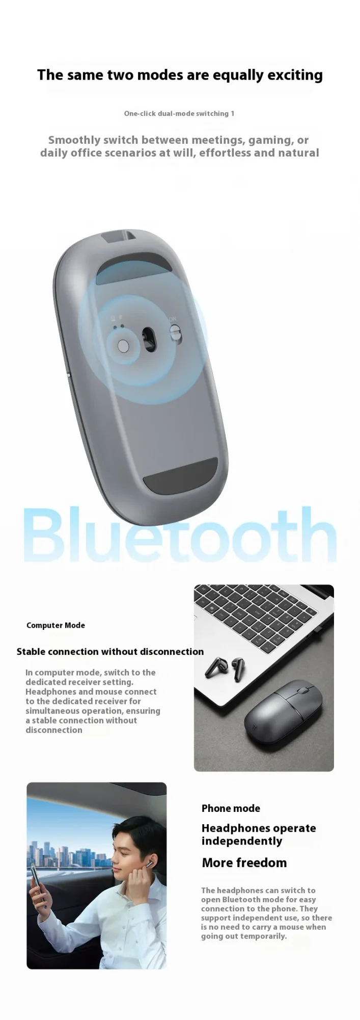 HONOR UMA-ME00 Wireless Mouse with Bluetooth Earphones, Dual Magnetic Drivers and Active Noise Reduction - Image 12