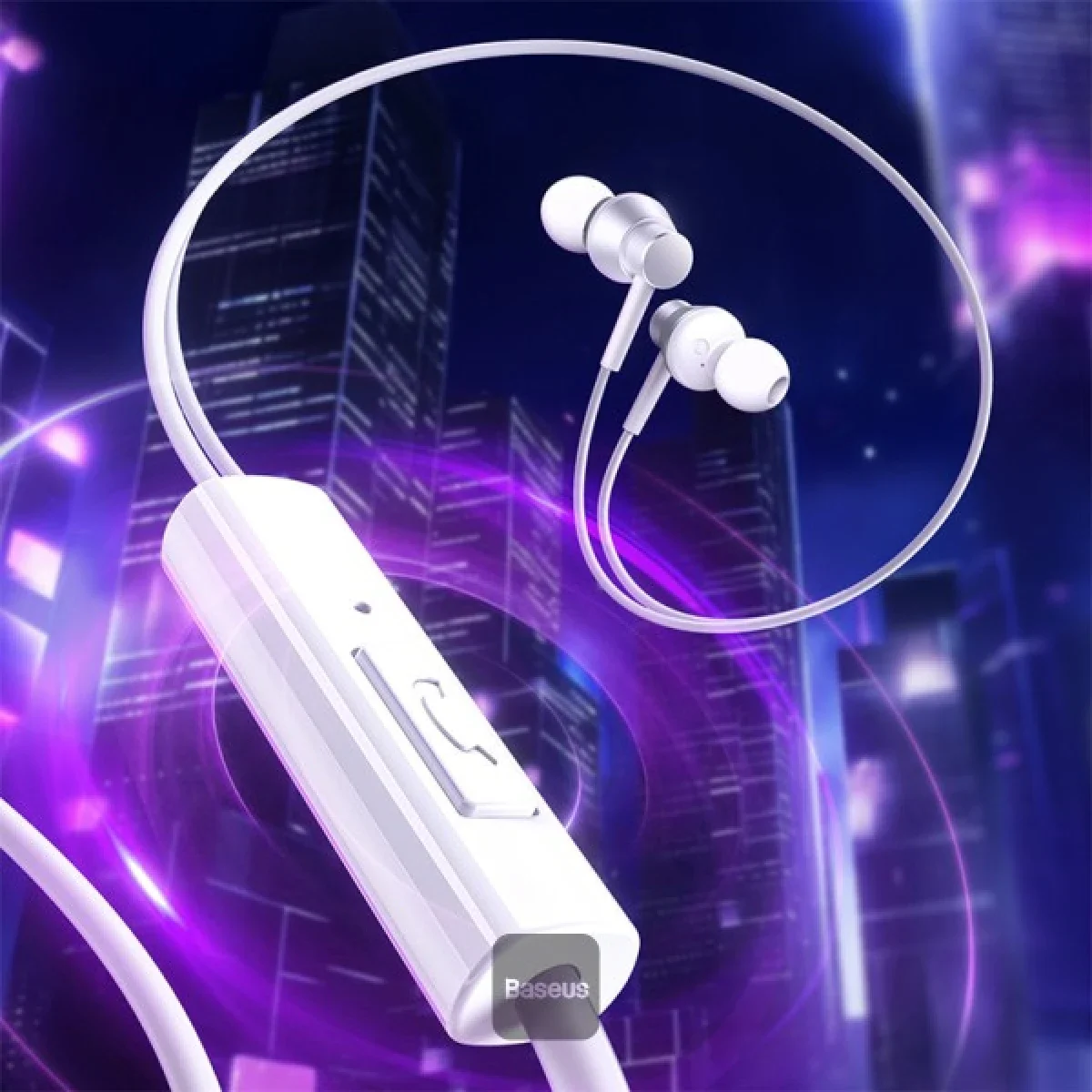 Baseus Encok HZ11 Wired In-Ear Earphones with Mic, 3.5mm Jack - White - Image 4