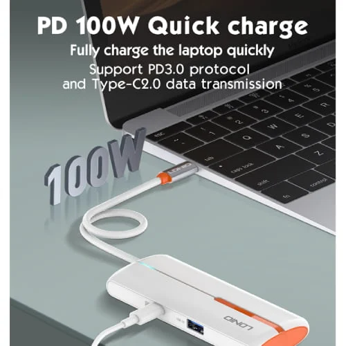 محطة توصيل LDNIO DS-25U USB-C متعددة المنافذ 5 في 1 - Thumbnail 8