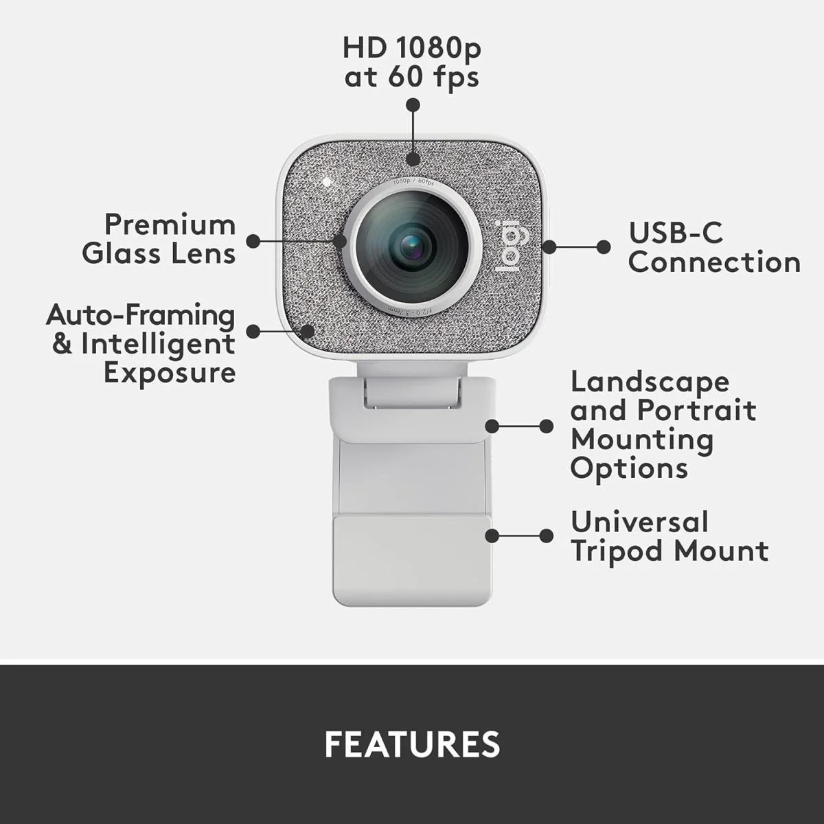 Logitech StreamCam Full HD Stream Webcam - White - Image 5