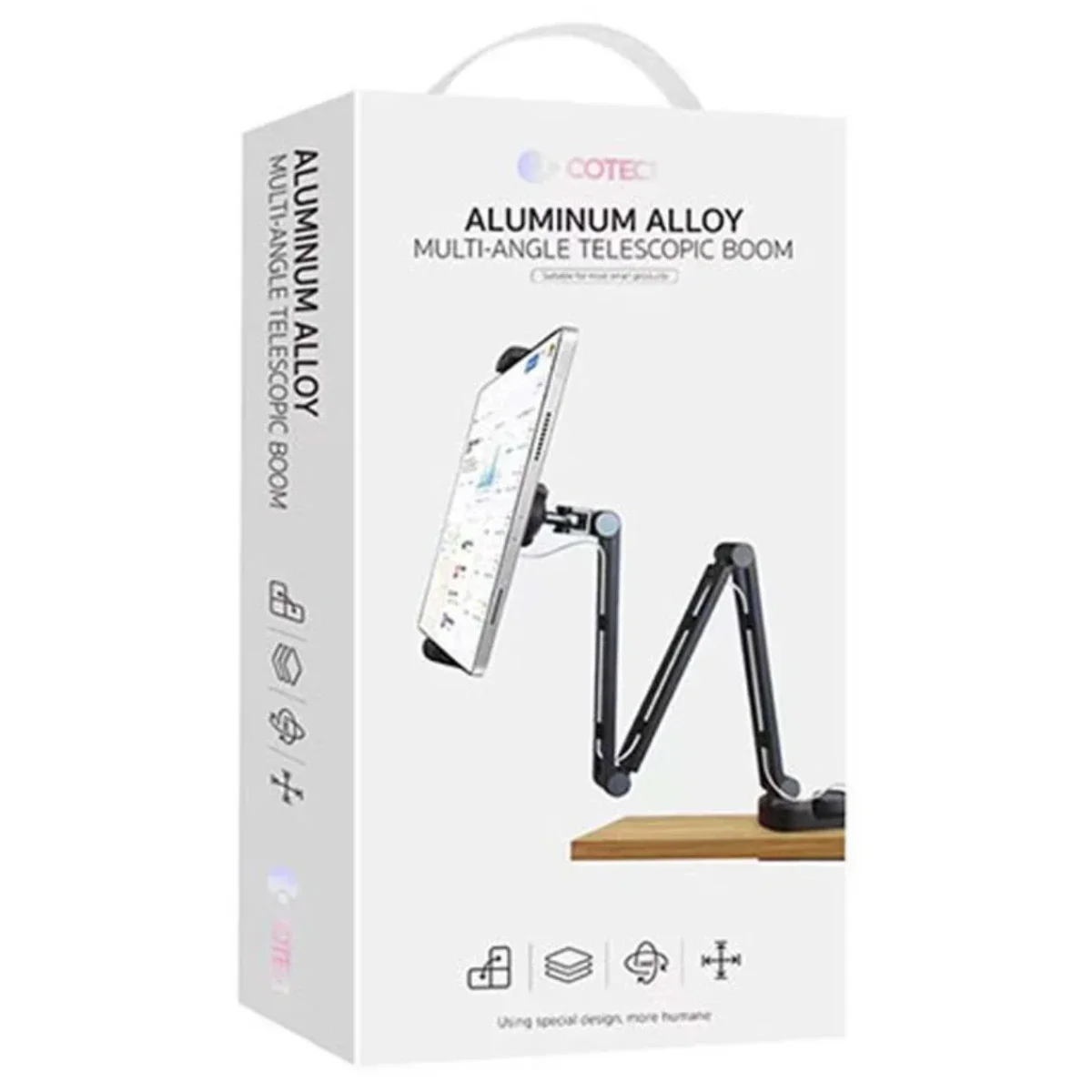 Coteci SD-57 Aluminum Alloy Multi-Angle Telescopic Tablet Stand - Black - Thumbnail 6