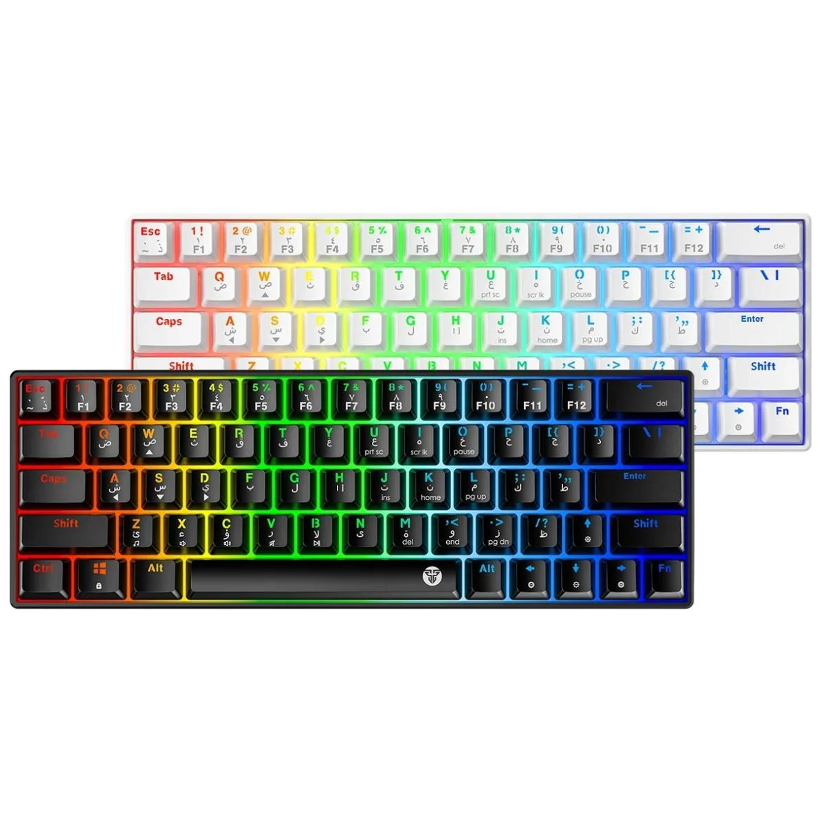 لوحة مفاتيح ألعاب Fantech ATOM63 MK859 ميكانيكية سلكية RGB 60% بمفاتيح Red باللون الأسود عربي - Thumbnail 2
