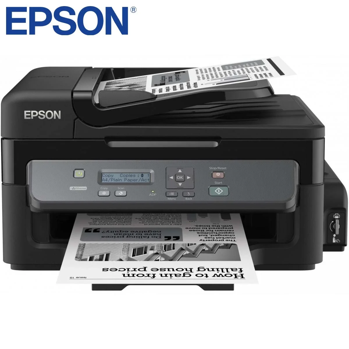 طابعة EPSON WorkForce M200 متعددة الوظائف نافثة للحبر أحادية اللون 220 فولت