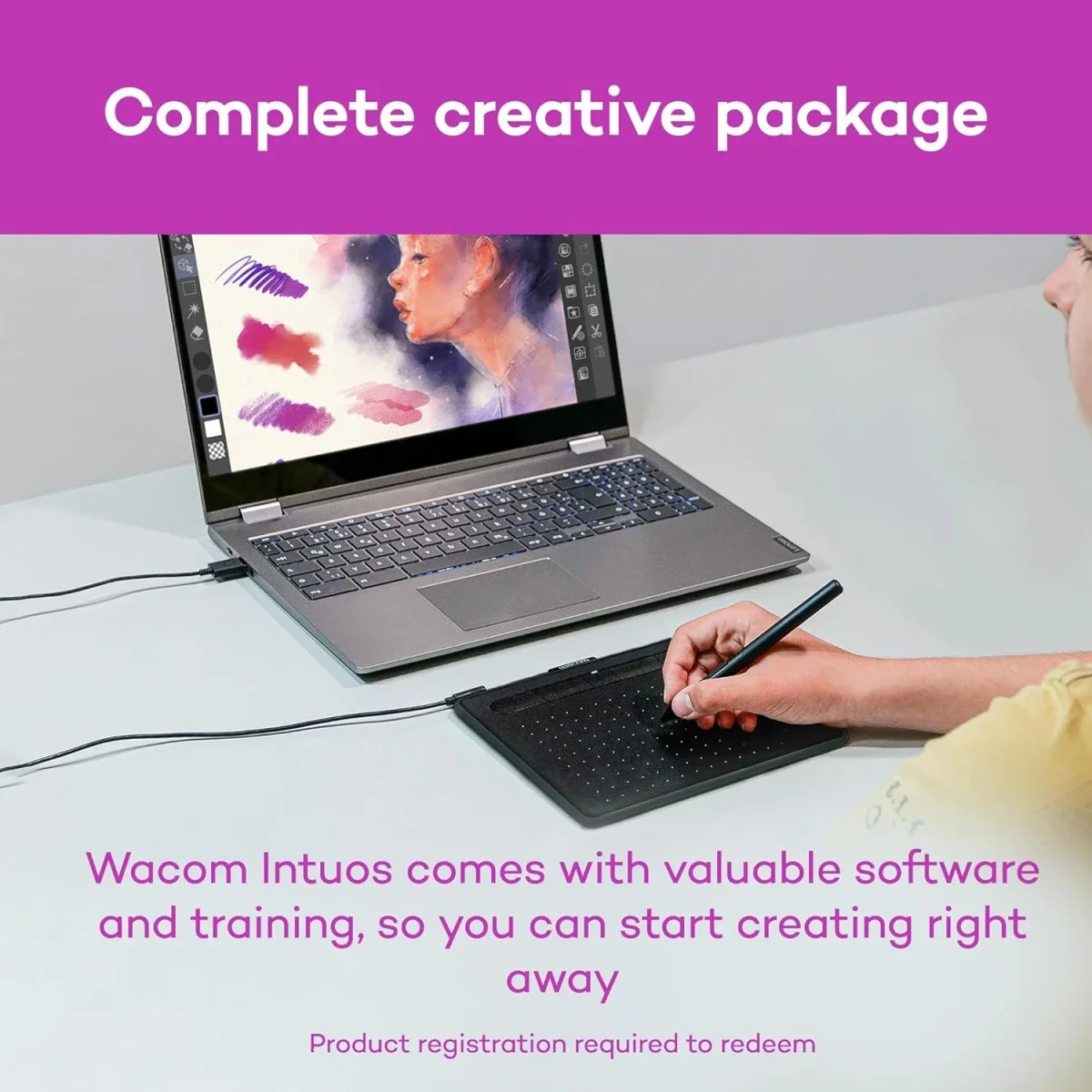لوح رسم Wacom Intuos صغير بتقنية Bluetooth مع 4 مفاتيح ExpressKeys - أسود - Thumbnail 7