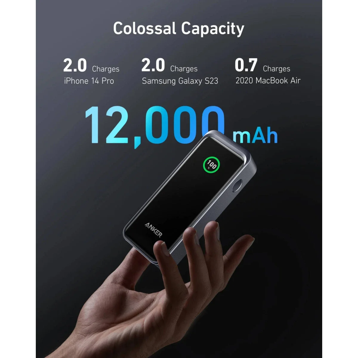 باور بانك Anker 723 Prime بسعة 12,000mAh وقدرة 130W مع USB-C بقدرة 65W - Thumbnail 2