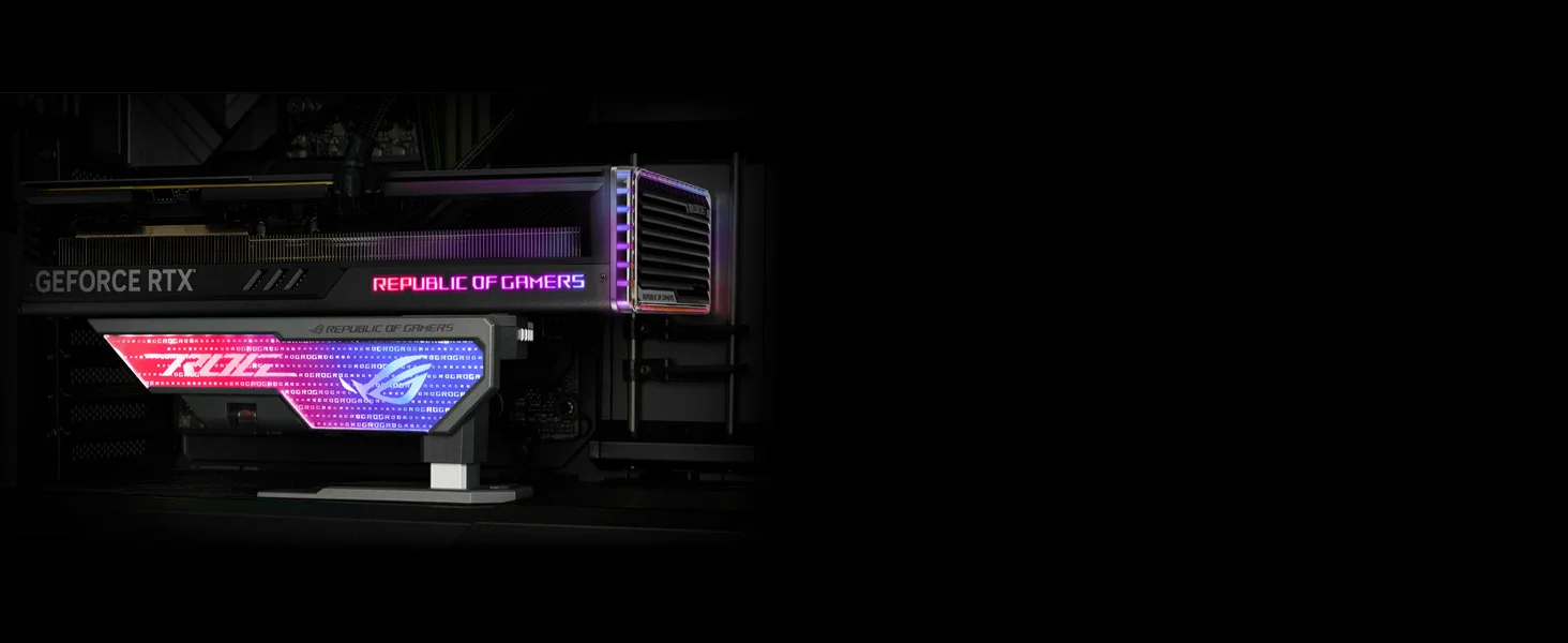 حامل بطاقة رسومات Asus XH01 ROG Herculx قابل للتعديل بدون أدوات باللون الأبيض - Thumbnail 7