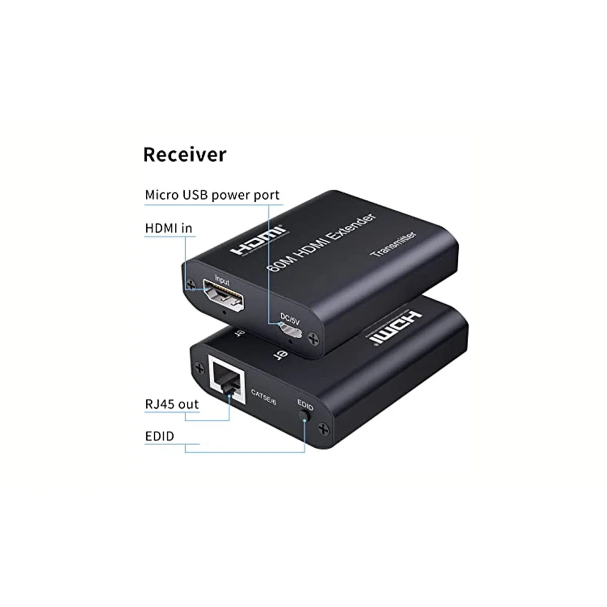 طقم تمديد CKL HDMI عبر Cat6 لمسافة 60 متر مع USB والطاقة
