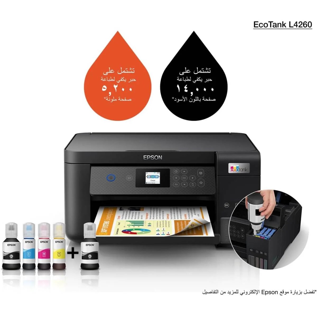 EPSON EcoTank L4260 A4 Color 3-in-1 Ink Tank Printer with Wi-Fi Direct - Image 2