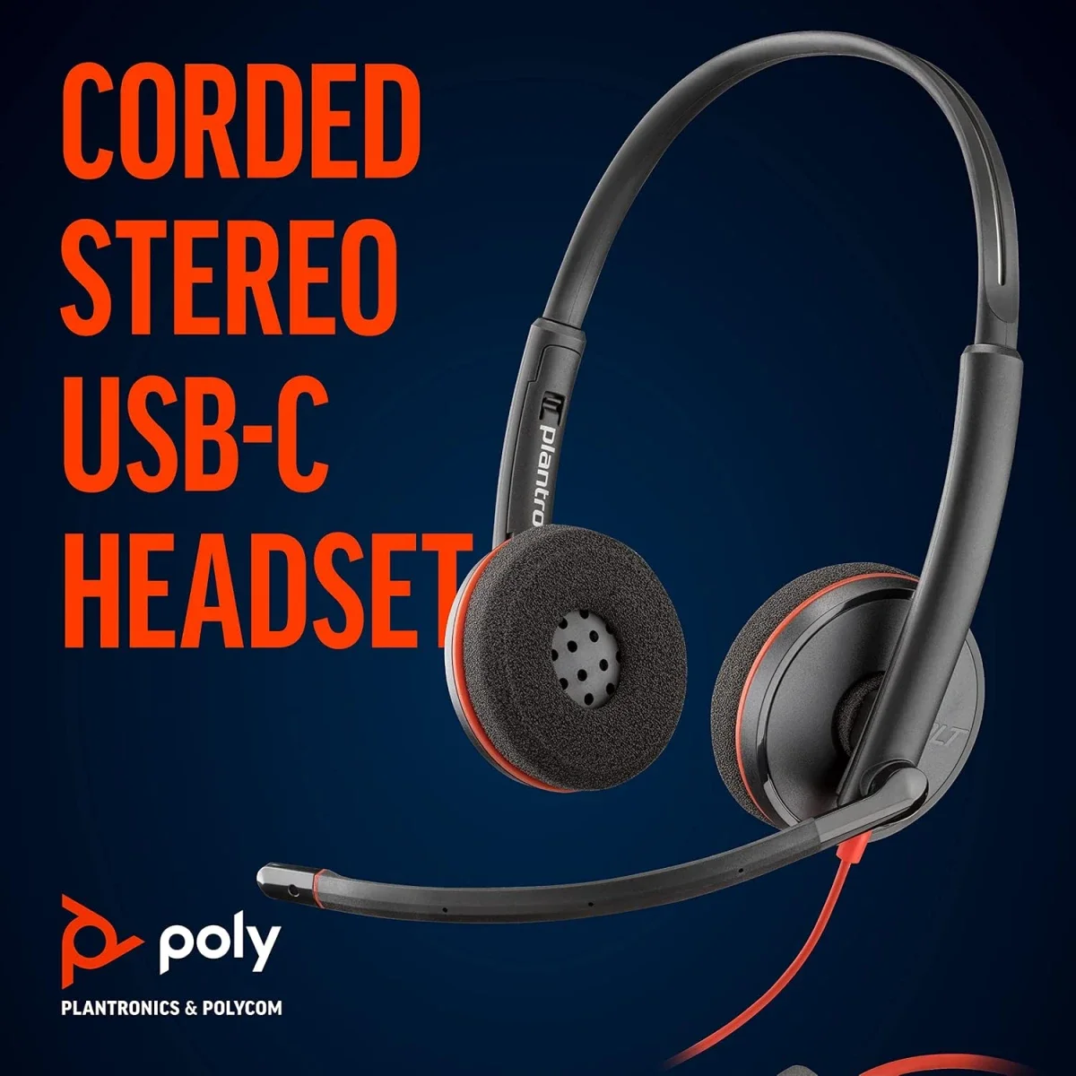 سماعة رأس Poly Blackwire 3220 سلكية USB-C ستيريو مع ميكروفون عازل للضوضاء - Image 2