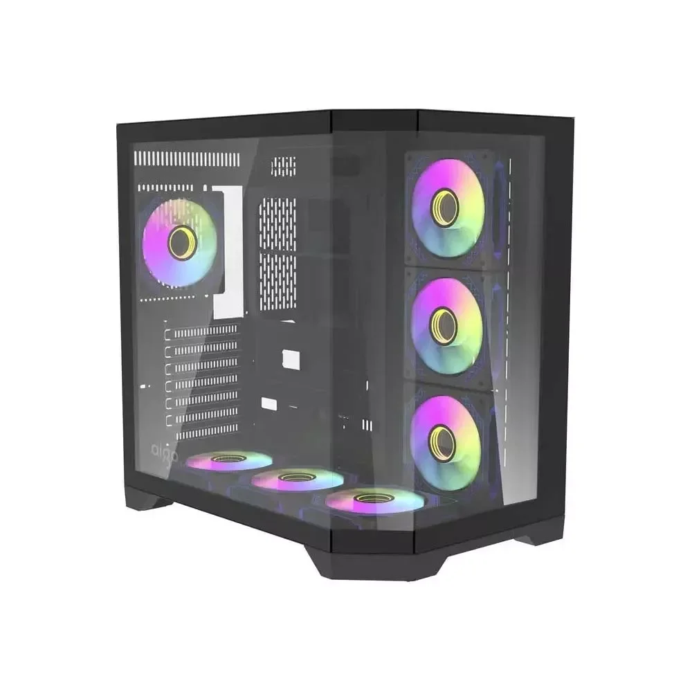 كيس كمبيوتر Aigo FT418 Pro للألعاب ميد تاور ATX مع 7 مراوح ARGB - أسود - Image 6