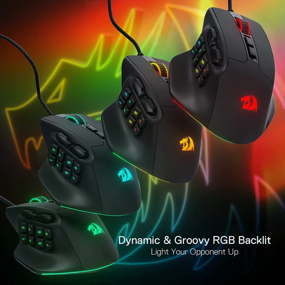 Redragon M811 Aatrox MMO Gaming Mouse, Wired RGB, 15 Programmable Buttons - Thumbnail 8