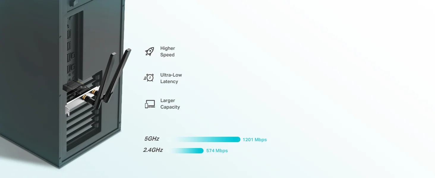 TP-LINK Archer TX20E AX1800 Wi-Fi 6 PCIe Bluetooth 5.2 Dual Band Wireless Adapter - Thumbnail 8