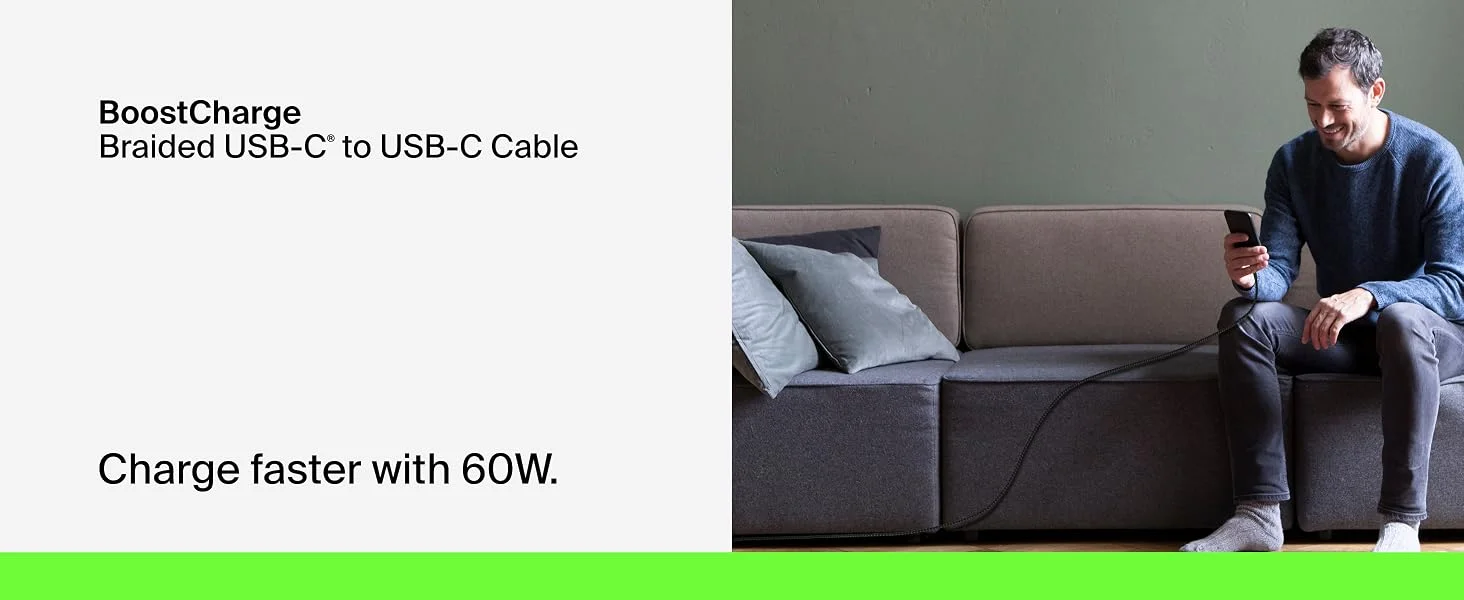 Belkin BoostCharge Braided USB-C to USB-C Cable 1M/3.3ft Black - Image 8