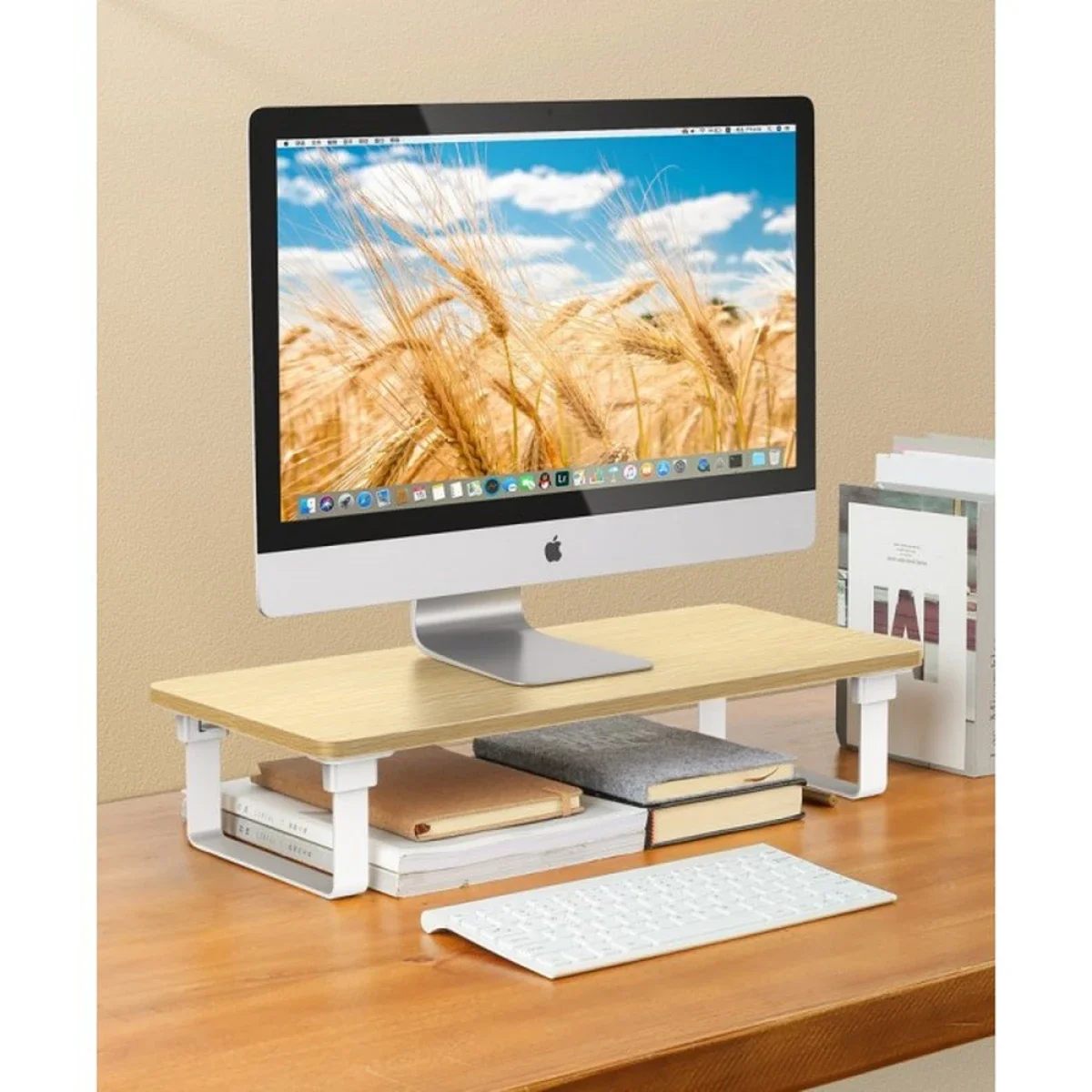 Ugreen LP224 Foldable Laptop Desk Bed Stand - Wood Grain - Image 7