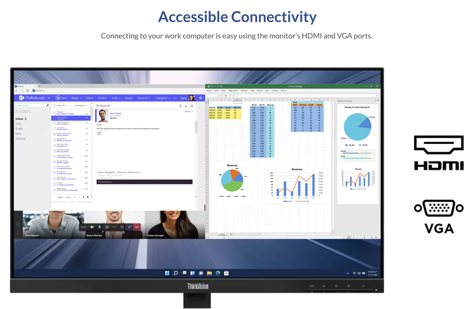 شاشة Lenovo ThinkVision S24-4e مقاس 24 إنش IPS بدقة Full HD ومعدل 100 هرتز، أسود - Image 5
