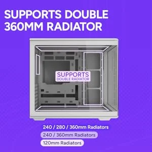 هيكل كمبيوتر Cooler Master Elite 600 ATX Mid-Tower باللون الأبيض مع 7 مراوح ARGB عكسية مثبتة مسبقًا - Thumbnail 11