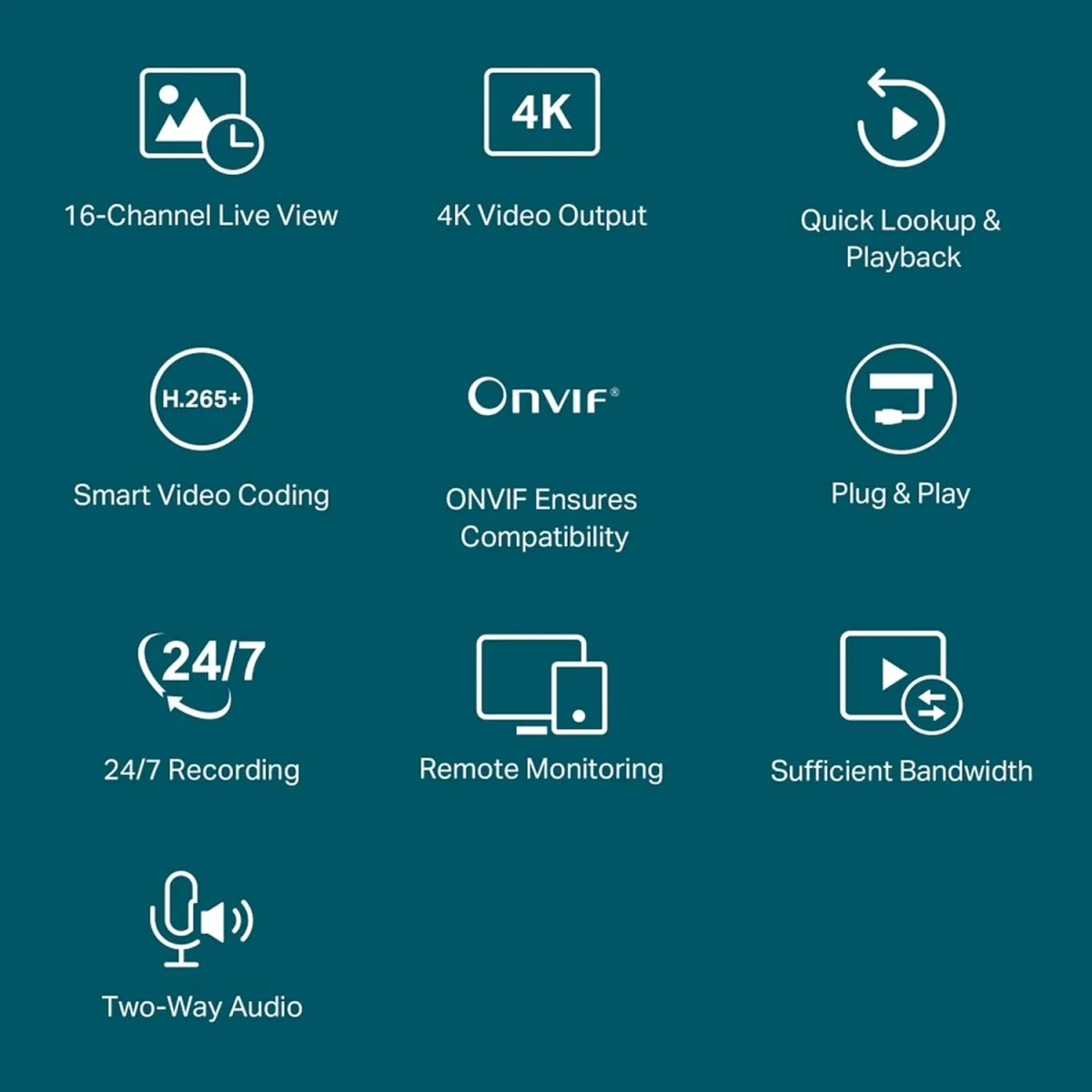 TP-LINK VIGI NVR2016H 16-Channel Network Video Recorder with 4K HDMI, H.265+ and ONVIF - Image 3
