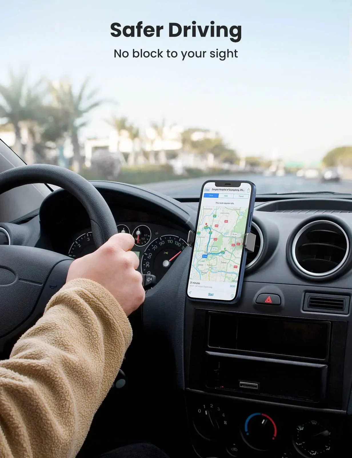 حامل موبايل للسيارة Ugreen 10422 بفتحة التهوية مع دوران 360° - Image 1
