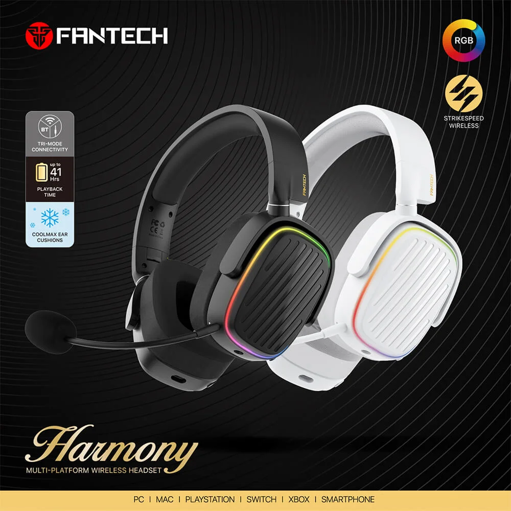 Fantech Harmony WHG02 Wireless & Bluetooth Headphone Tri-Mode Connection White - Thumbnail 3