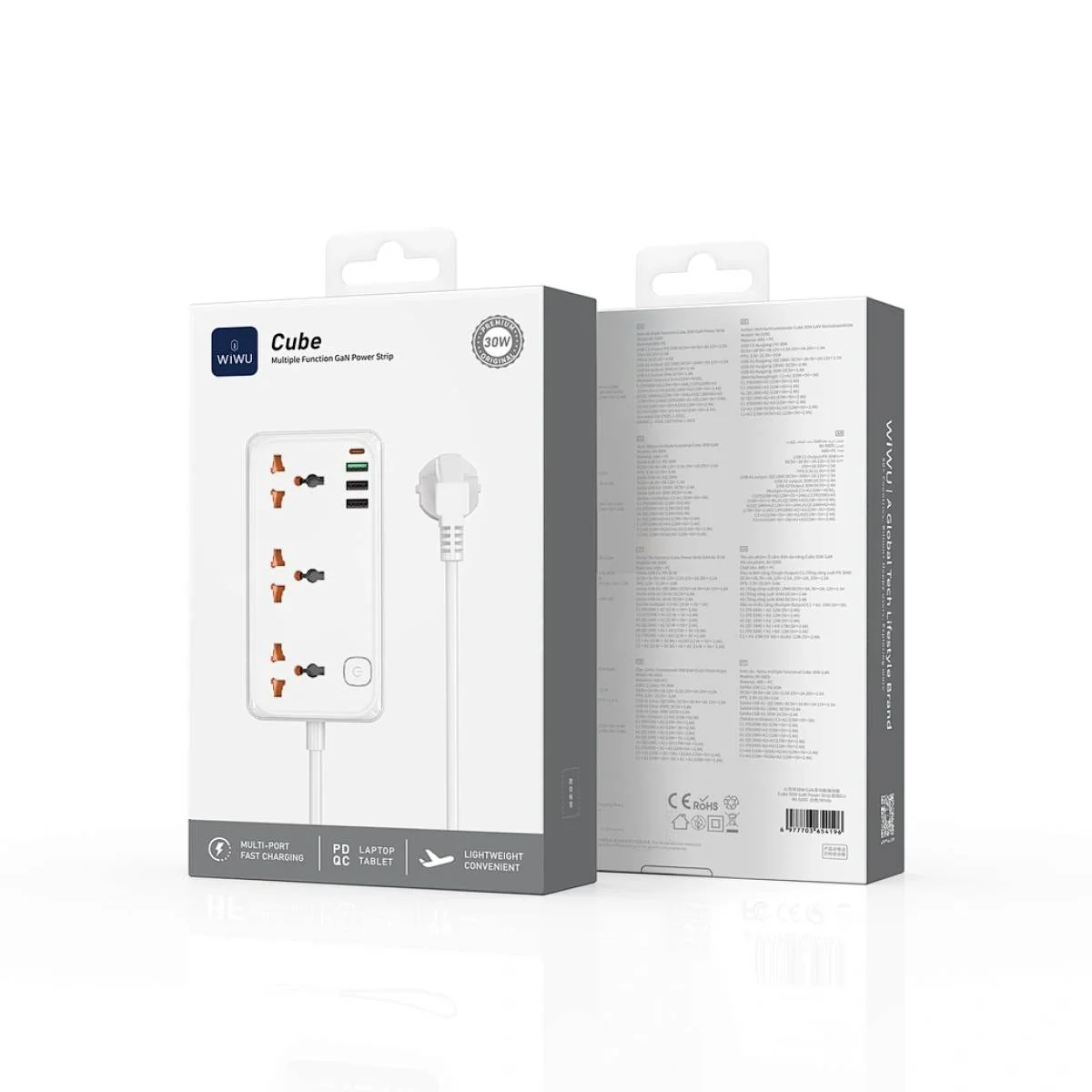 مشترك كهرباء WIWU Wi-S005 7 في 1 بقدرة 30 واط مع 3 مقابس عالمية و3 USB وUSB-C - قابس بريطاني - Image 6