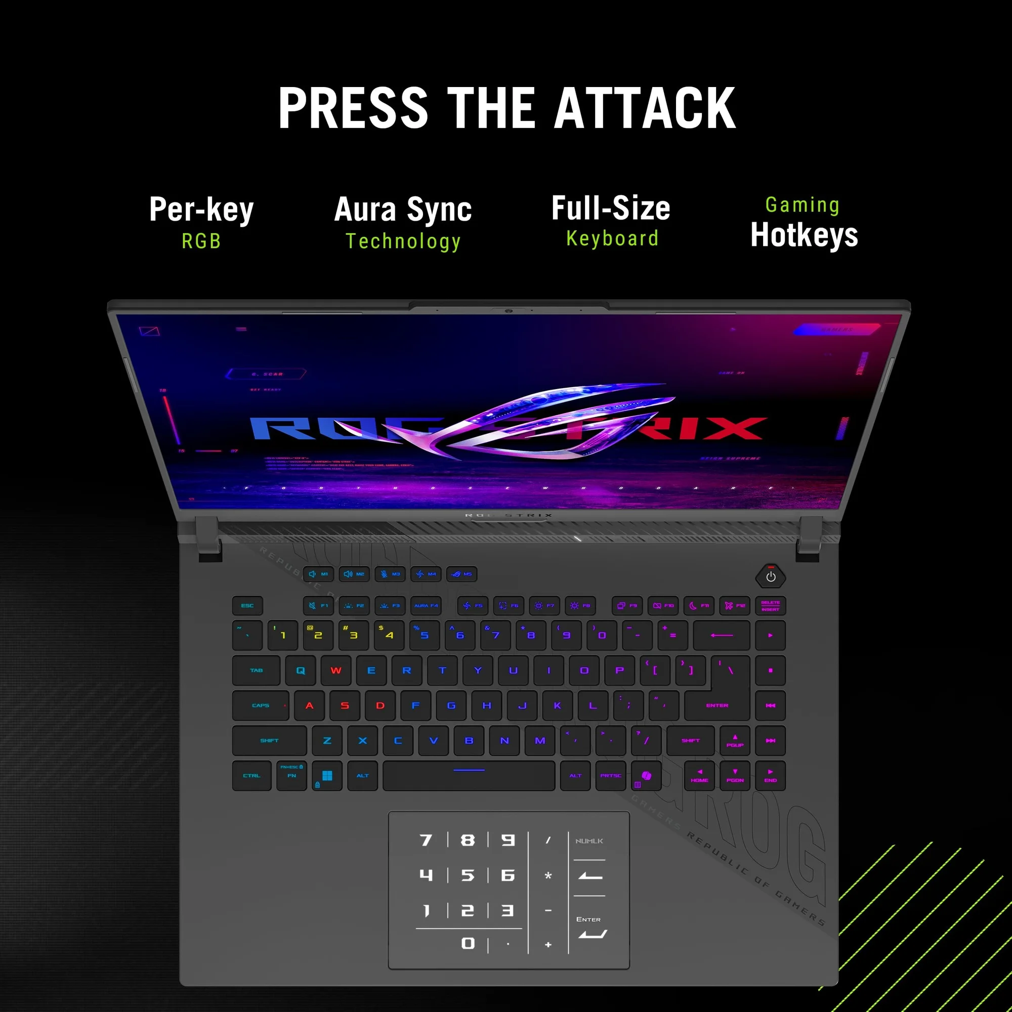 لابتوب ألعاب Asus ROG Strix G16 (2025) G614PR بمعالج Ryzen 9 8940HX وكرت RTX 5070 Ti 12GB وشاشة 16 إنش WUXGA 165Hz - Image 3