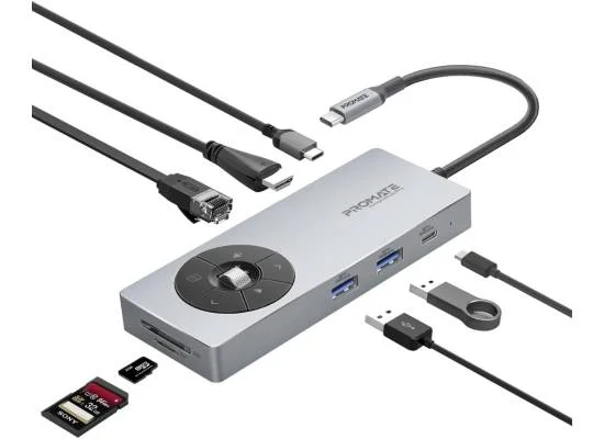 Promate ComandHub-Pro 14-in-1 USB-C Multiport Hub with 100W PD, 4K 60Hz HDMI & Gigabit Ethernet - Thumbnail 5